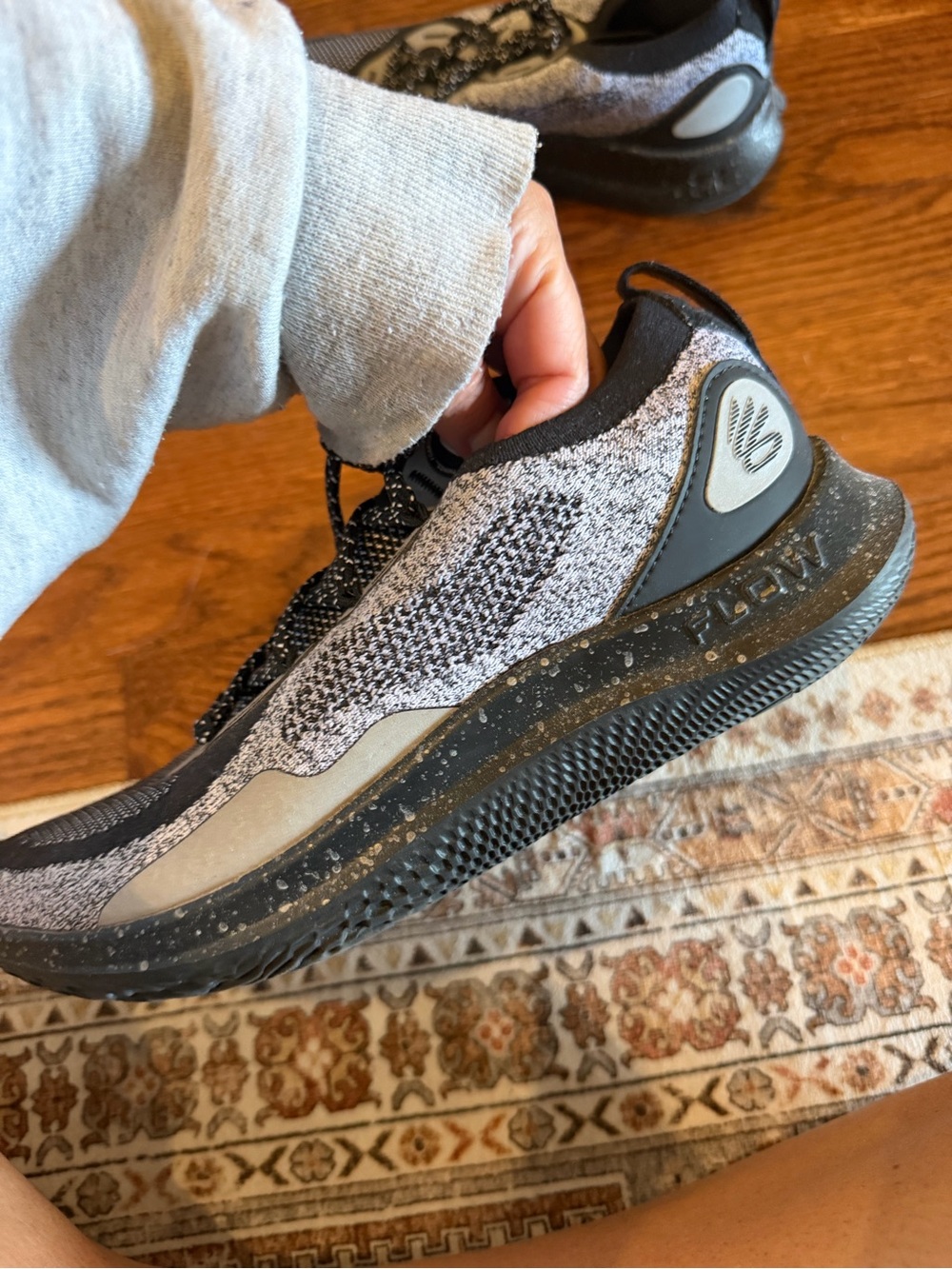 UA CURRY Men's/Womens Lightweight Knit Sneaker in Black and Gray